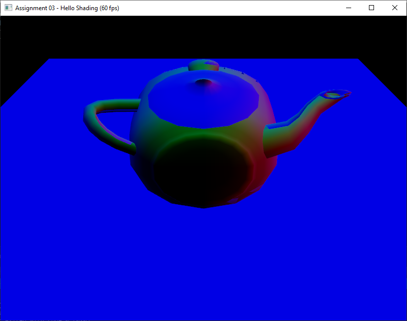 Interpolated normal visualization across the teapot surface.